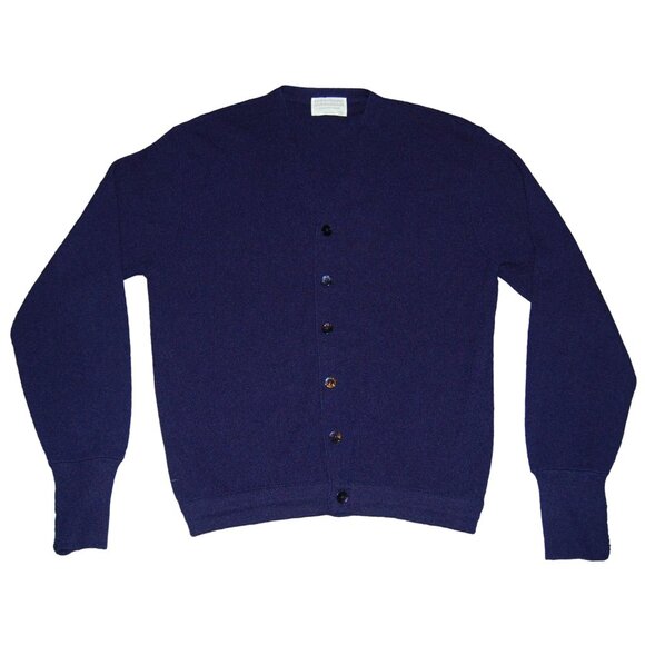 Vintage Lord Jeff Button Up Cardigan Sweater Navy Blue Acrylic XL Made in USA - Picture 1 of 6